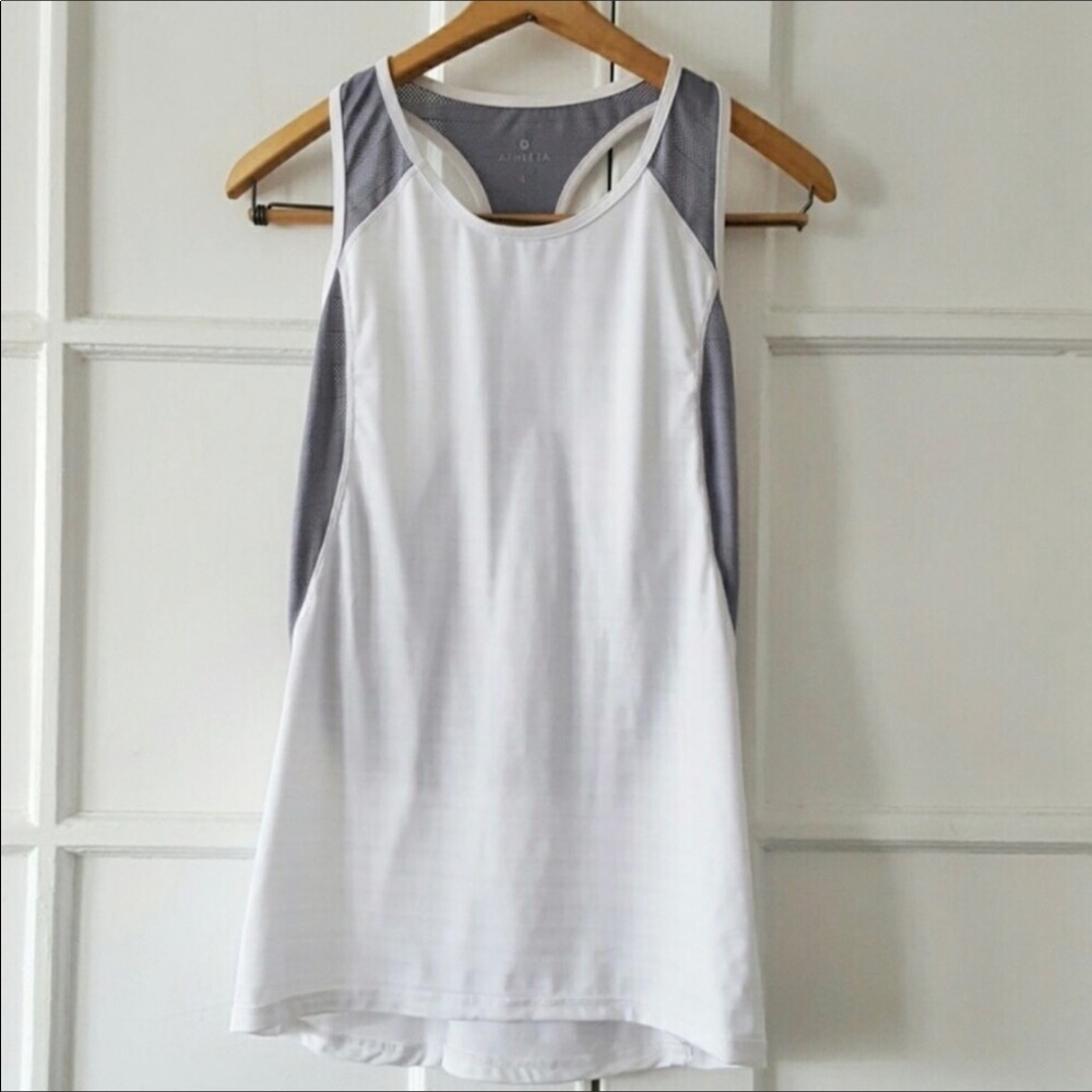 Athleta Spinner Tank Colorblock Workout Top White Gray Size Large